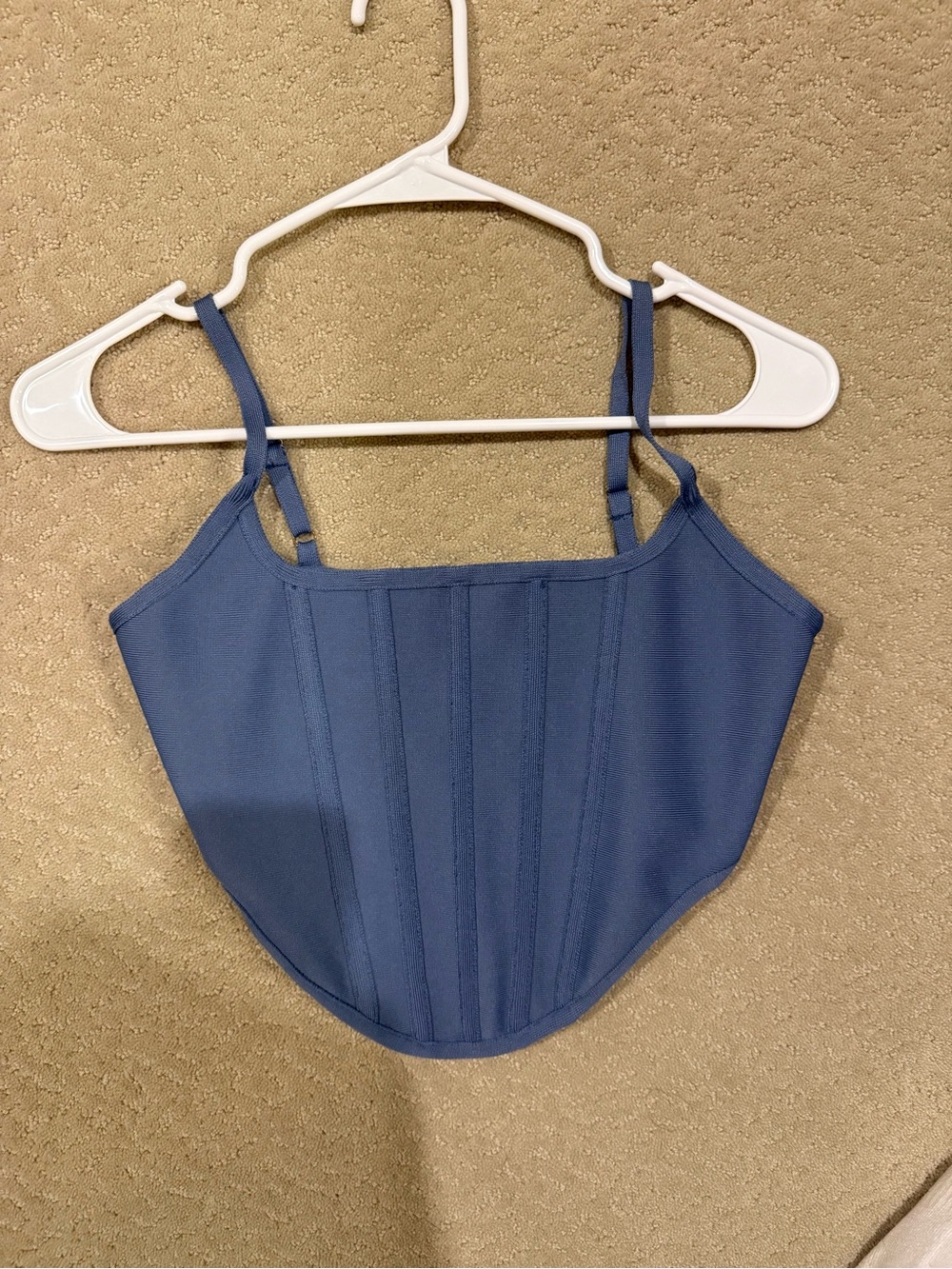 Blue Corset-Style Crop Top